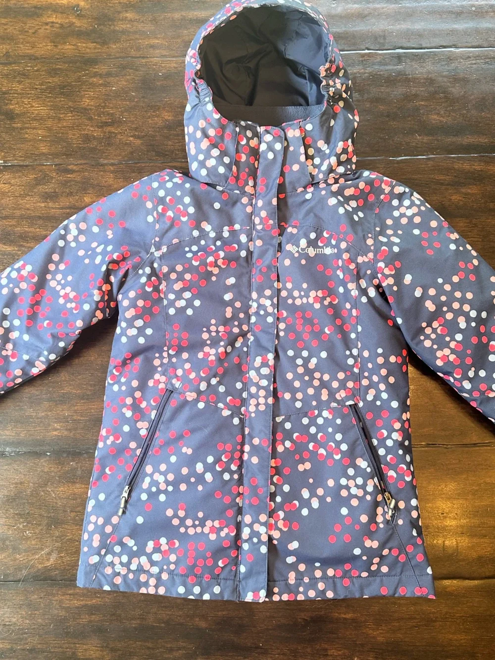 Kids' Navy Polka Dot Hooded Jacket - Columbia